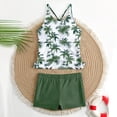 thumbnail image 6 of ATOGUTA Girls Juniors Swim 2 Piece Girls Tankini Swimsuit Printed Swim Shorts Girl Bathing Suit Size 6-13, Green, 6 of 6