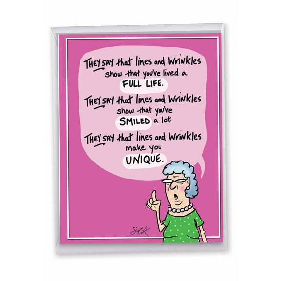 NobleWorks Extra Large Funny Birthday Greeting Card 8.5 x 11 Inch with Envelope (1 Pack) Big, Jumbo Bday Lines and Wrinkles J9319BDG