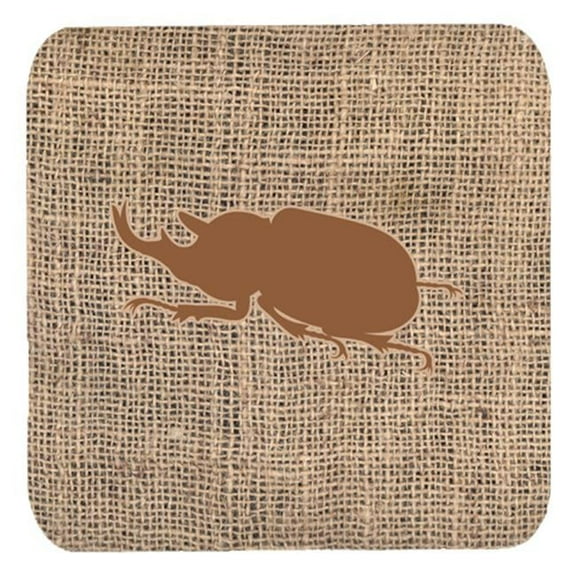 Beetle Burlap and Brown Foam Coasters, Set - 4