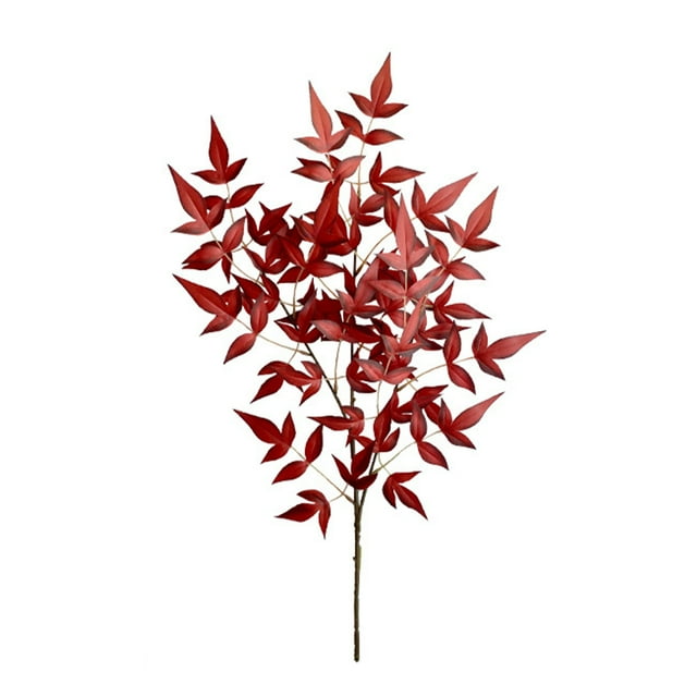 Plegado y enviado desde el almacén Abanico de bambú Nandina de 16 cabezales simulado Bambú Nandina Rojo A06125 Seda/Alambre ANGGREK Otros