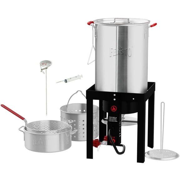 Feasto 30 qt 55000 BTU Aluminum Turkey Fryer Kit with Basket and Stove