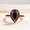 thumbnail image 5 of Pear Cut Simulated Black Diamond Halo Wedding Band Ring In 14k Rose Gold Plated, 5 of 5
