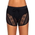 thumbnail image 3 of Swimsuit Shorts Swim Briefs Fast Drying Sweat Absorption Hollow-out Beach Trunks High Waist Square Leg Suit Drawstring Girls Black XL, 3 of 7