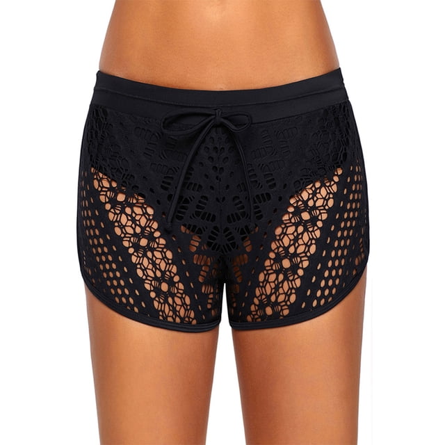 Soidarity Traje de baño Pantalones cortos Calzoncillos de baño Secado rápido Absorción de sudor Ahuecado Bañadores de playa Cintura alta Traje de Deportes acuáticos Negro METRO Soidarity OD020844-02B