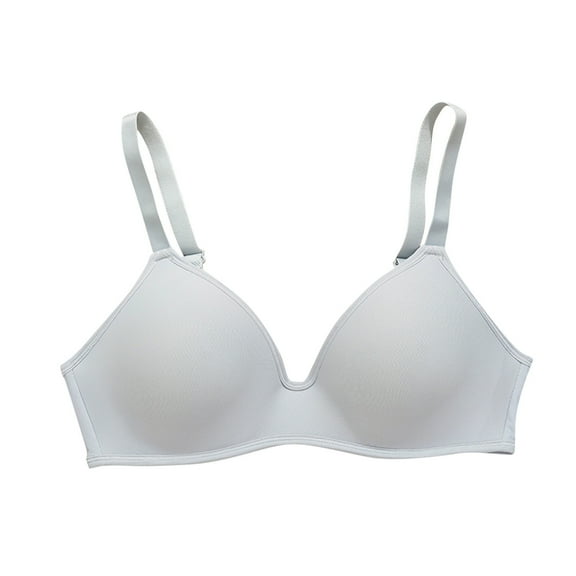 JSGEK Wirefree Comfort without Steel Ring Lightly Lined Bra for Women Trendy Fashion Plus Size Bra Plunge Breathable Gray 36C Bra for Ladies