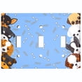 thumbnail image 2 of Metal Light Switch Plate Outlet Cover (Cute Tcup Dog Blue - Triple Toggle), 2 of 2
