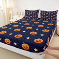thumbnail image 4 of Manfei Thanksgiving Print Queen Sheets,Funny Halloween Pumpkin Lantern Queen Sheet Sets,4 Pieces,1 Flat Sheet,1 Fitted Sheet and 2 Pillowcases, 4 of 6
