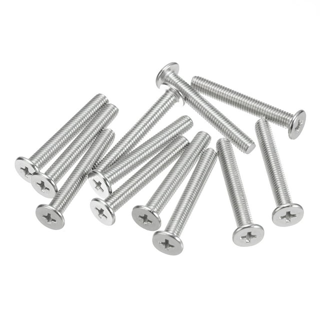 Unique Bargains M5x0.8x35mm 12Pack Metal Flat Round Head Screws Phillips Drive Machine Bolt