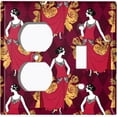 thumbnail image 4 of Metal Light Switch Plate Cover Elegant Woman Rhombus Burgundy Damask DAM083, 4 of 13