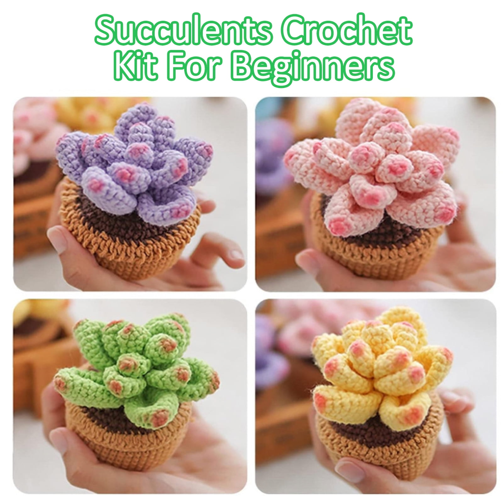 Cuteeeshop Kawaii Crochet Cactus Starter Kits with Easy Peasy Yarn Easy  Crochet Yarn Plants DIY Crochet