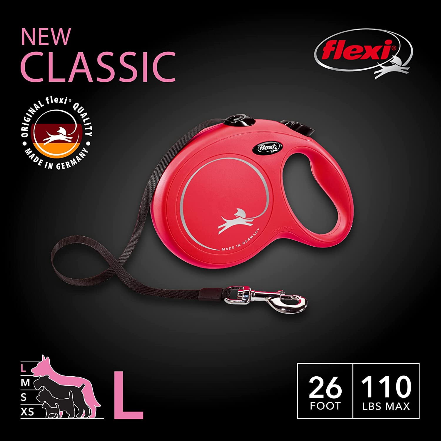Flexi® Classic Tape for Small Animals Red Color Medium 5 M