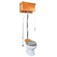 thumbnail image 7 of Renovators Supply High Tank Pull Chain Toilet w/Light Oak Wooden Flat High Tank 59" to 74" Adjustable Height Chrome Z Pipe and Round Toilet Bowl, 7 of 7