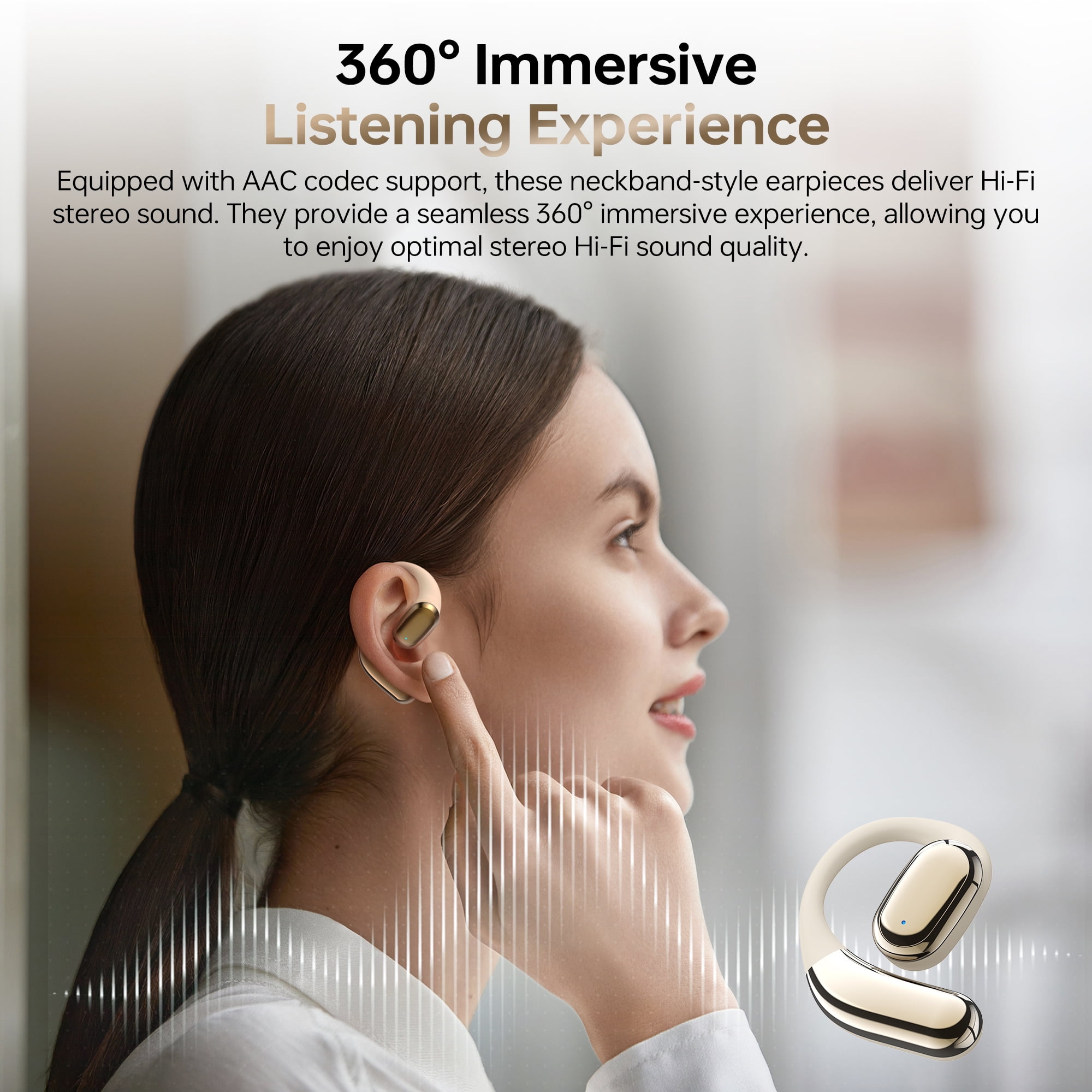 Open Ear Wireless Earbuds, Bluetooth 5.4 Wireless Earbuds, Hi-Fi Stereo over Ear Earphones with Earhooks, 60H Playtime & LED Digital Display, IPX7 Waterproof Earphones for Fitness, Cycling, Workout