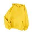 thumbnail image 3 of Wyobmus 2PC Womens Hoodies Casual Long Sleeve Drawstring Pullover Tops Loose Solid Hooded Sweatshirt With Pocket A-Yellow, 3 of 6