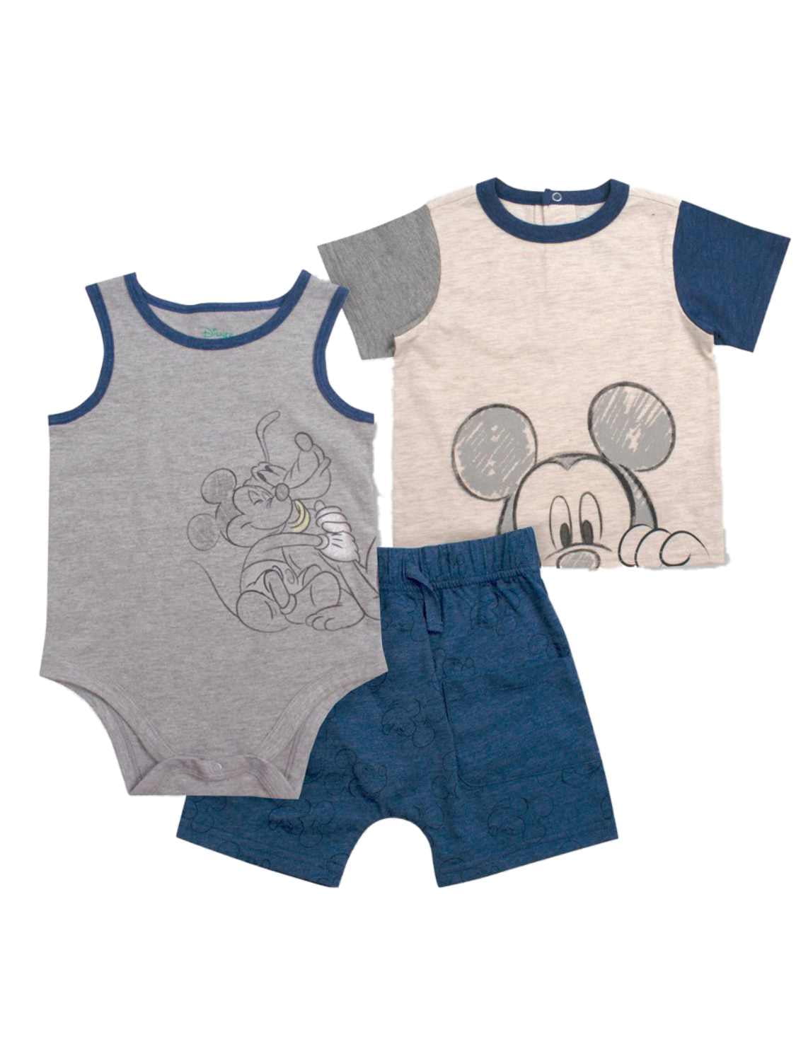 short sleeve NEW/ Baby Boy Newborn Disney Gray Mickey Mouse T-shirt Size 12 Mos 