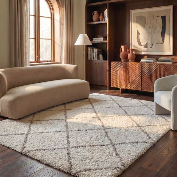 Safavieh Hudson Amias Geometric Shag Area Rug, Ivory/Beige, 4' x 6'