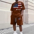 thumbnail image 4 of Men's USA 250th Anniversary Shirt Summer Casual 2 Piece Crew Neck Outfits, Flag Print 250th Birthday Patriotic Short Sleeve Shirt and Shorts Sets Beach Vacation, 4 of 4