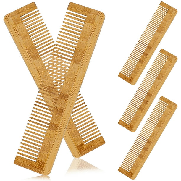5 peines de madera de bambú antiestáticos para el cabello, para mujeres y hombres, con cabello grueso, ondulado o liso.