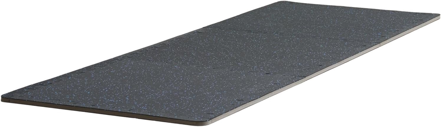 JFTER 0.56Inch 24sq.ft 6 Tiles Gym Flooring for Home Gym, Rubber Top with High Density EVA Foam, 25 x 25In Gym Floor Exercise Equipment Mats, Interlocking Gym Mats, Puzzle Workout Mats, Black & Blue