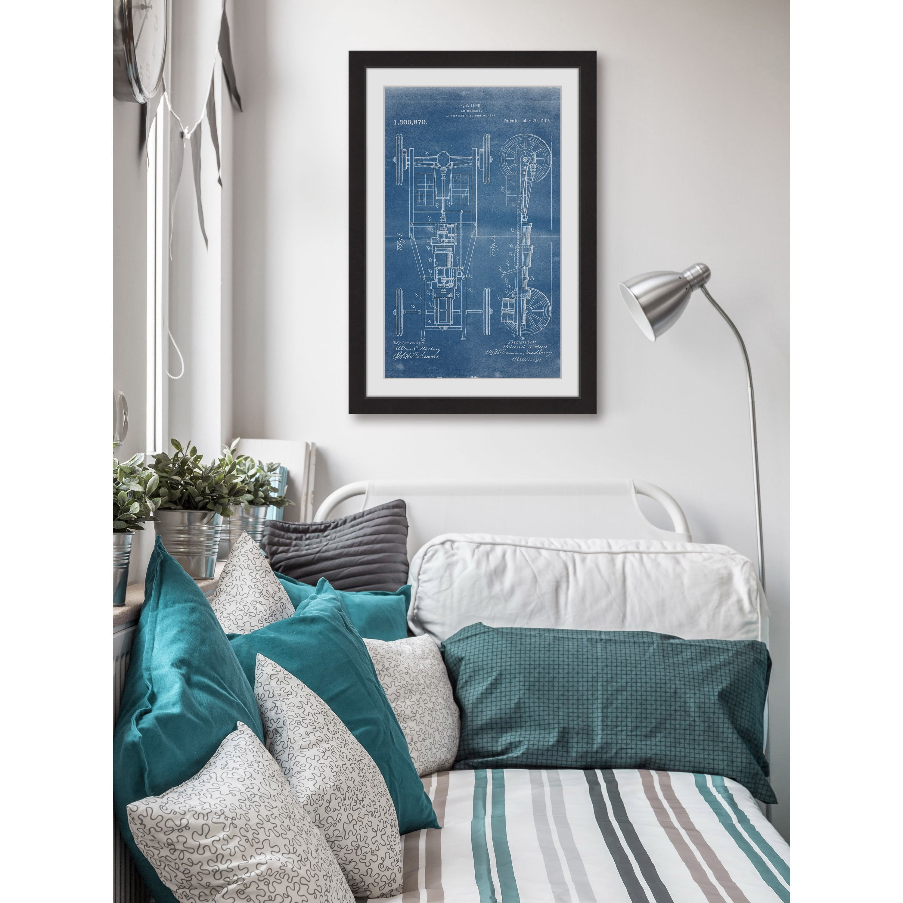 "Automobile 1919 Blueprint" Framed Painting Print