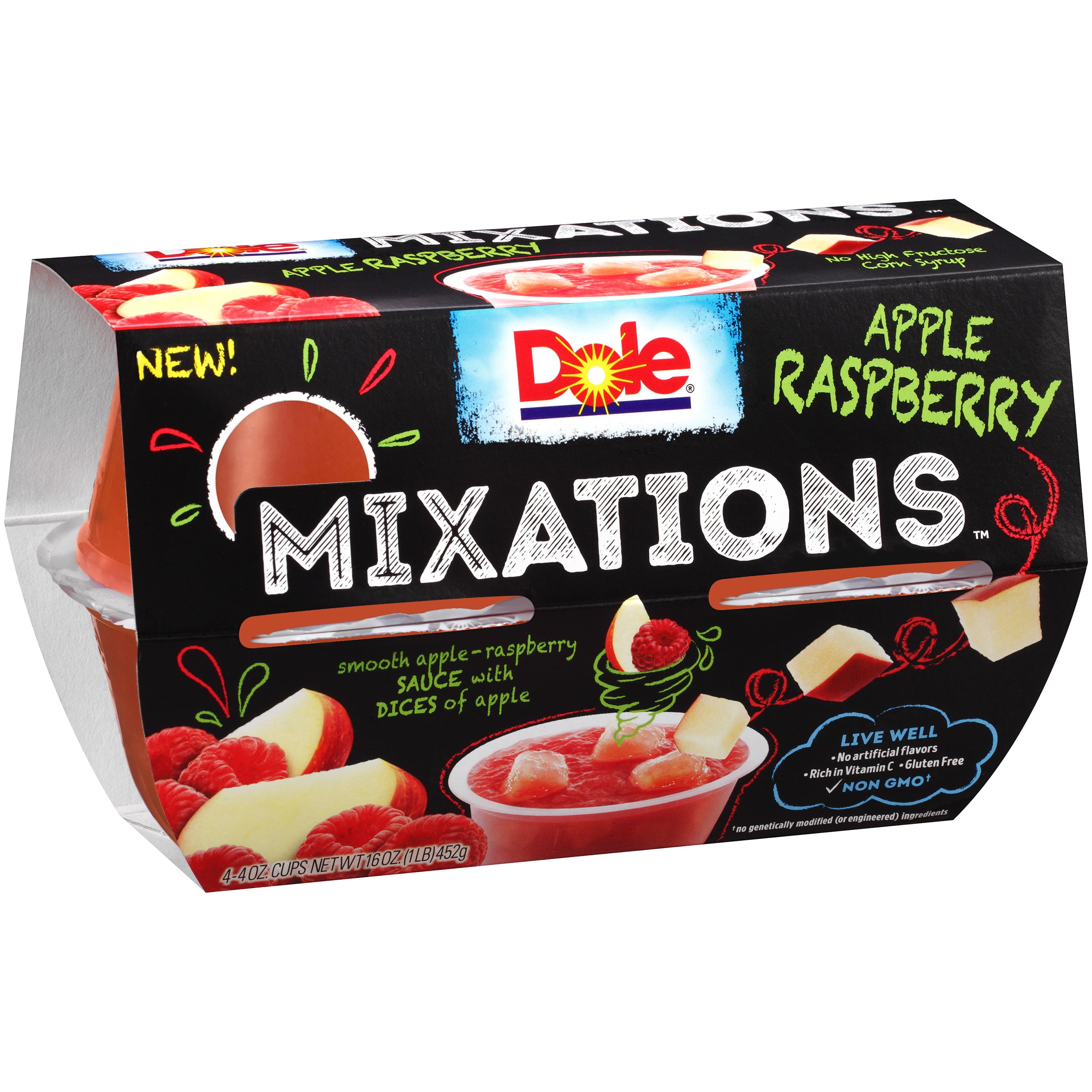 Dole Raspberry Applesauce Mix, 4 oz, 4 count