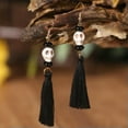 thumbnail image 2 of Gothic Punk Style Skull Head and Thread Tassel Long Earrings for Giirls Jewelry, 2 of 7