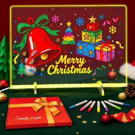Lumiboard Led Drawing Board,13.7"×10" Led Note Board with Colors, Acrylic Dry Erase Board with Light 4 Modes & 7 Colors, Light Up Drawing Board for Kids, Christmas Gifts for Smart Kids