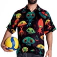 thumbnail image 4 of Alien Men's Short Sleeve Spread Collar Button Down Beach Print Casual Shirts, 4 of 6