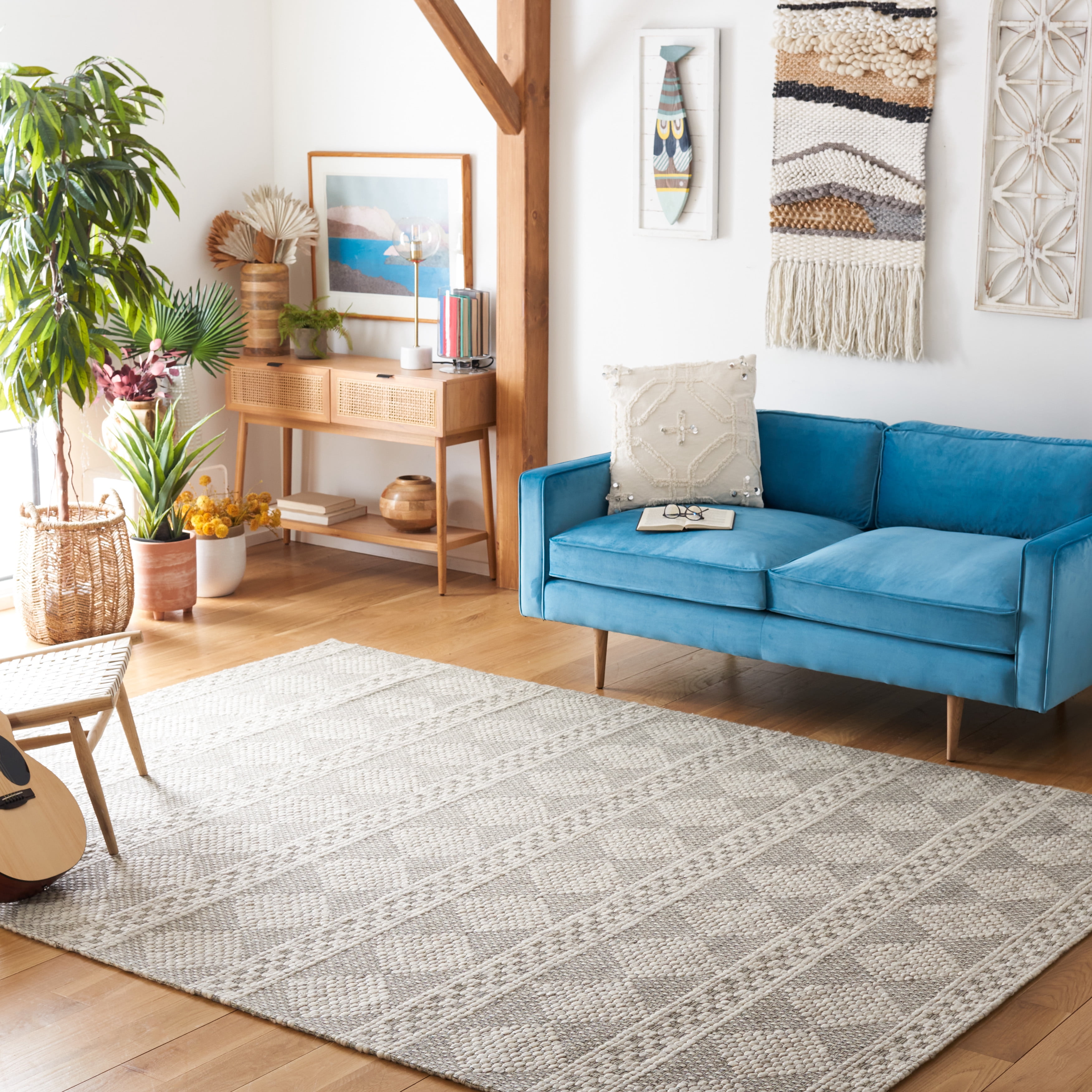 SAFAVIEH Marbella Matilda Diamond Area Rug, Beige/Grey, 8' x 10'