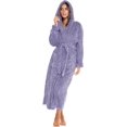 thumbnail image 3 of Women's Plush Fleece Robe with Hood, Long Warm Solid Bathrobe, 3 of 7