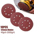 thumbnail image 2 of Lefu 10 Pcs Papier de Verre Rond 5 Pouces 125mm 8 Trous Crochet Boucle Disque de Sable 40-3000grit, 2 of 4