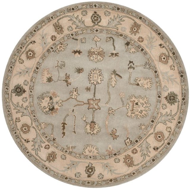 Safavieh Heritage Collection HG865A Handmade Traditional Oriental Beige and Grey Wool Round Area Rug (6' Diameter)