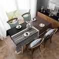 thumbnail image 4 of Brown Black Rectangle Tablecloth, Modern Abstract Art Farmhouse Striped Waterproof & StainResistant Tablecloth, Washable Oil-proof Table Cover for Dining/Party/Wedding/Camping/Buffet 52x70 In, 4 of 9
