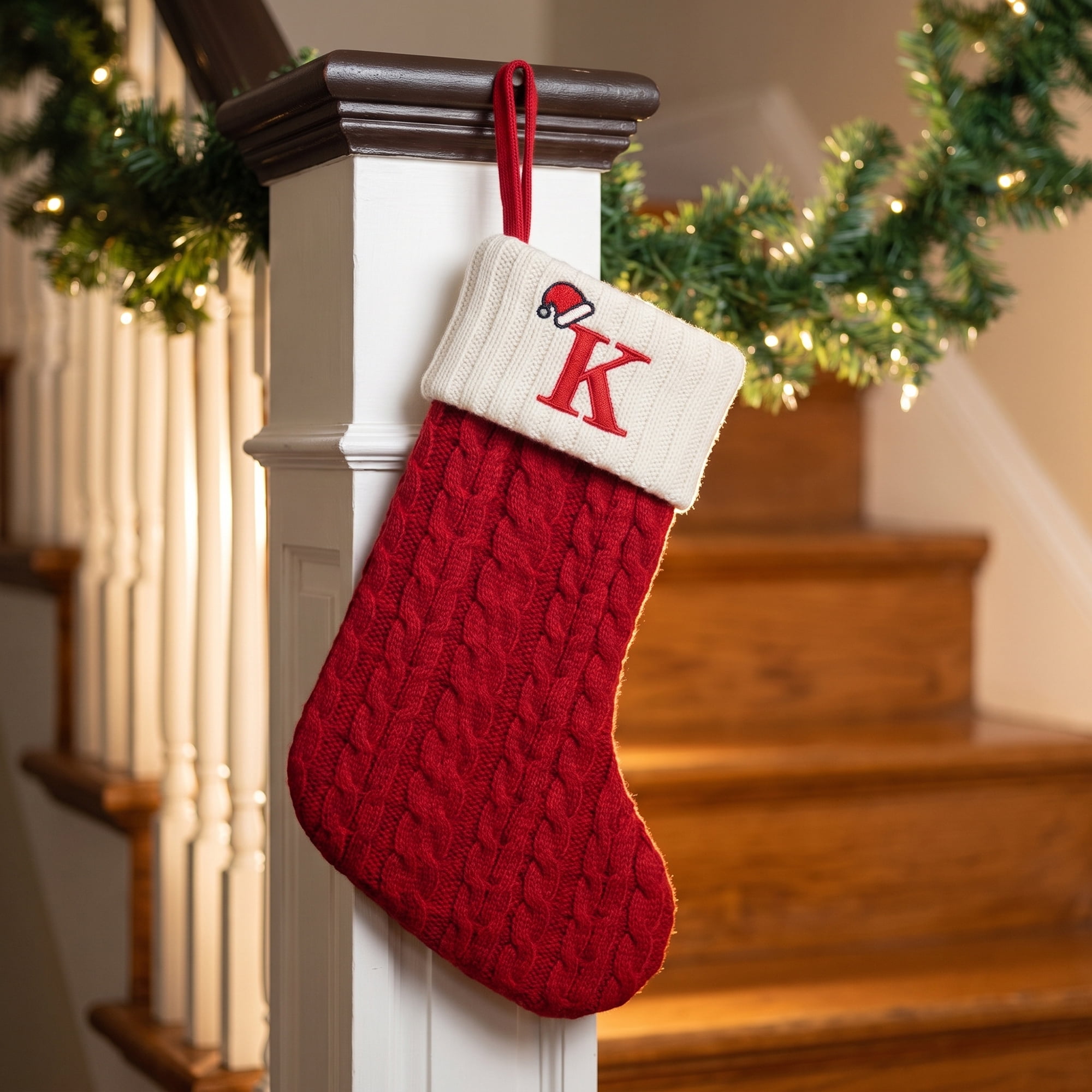 Unique Bargains Cartoon Christmas Luxury Grand Hearth Accent Stocking Letter K 8"