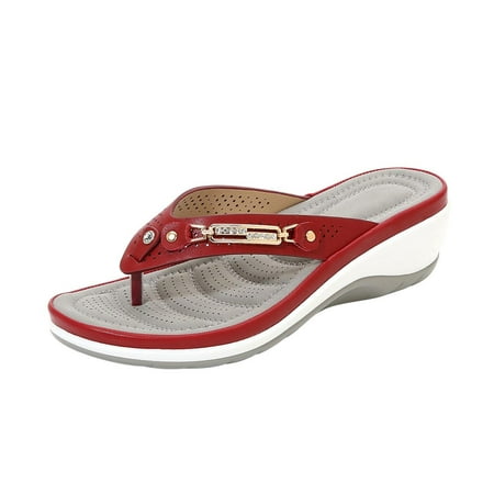 

Wedge Flip Flops Women Sale Clearance Orthopedic Sandals with Arch Support Non-Slip Beach Shoes Toe Post Slippers Walking Sandals Ladies Summer Shoes for Indoor and Outdoor
