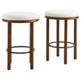 thumbnail image 2 of Fable Boucle Fabric Counter Stools - Set of 2 in Walnut Ivory, 2 of 8