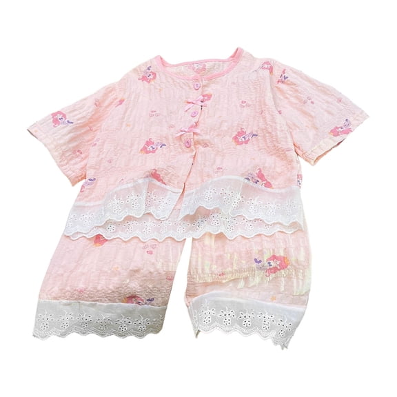 ASEIDFNSA Girls Nightgown with Lace Detail, Long Sleeves and Soft Sleepwear Fabric (Pink,8-9Years)