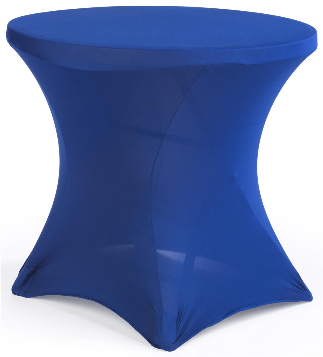 Folding Round Bar Table, 31" Top, 29" Tall, with Blue Spandex Cover (Steel/Plastic) (FDCVCFBLU