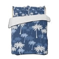 thumbnail image 2 of Quilts Full Size, Tropical Palm Tree Soft Comforter Bedding Set for Bed, Navy Blue White Plants Coastal Leaf Lightweight Quilted Bedspread with Pillow Cover(2 Pieces) for All Season, 78x90 Inch, 2 of 9