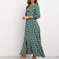 thumbnail image 2 of Women Floral Print Long Sleeve V Neck Chiffon Maxi Dress Casual Party Boho Dresses, 2 of 6