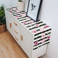thumbnail image 5 of Table Runner Dresser Scarves 60 Inch Long, Watercolor Pink Flower Green Leaves Linen Dining Table Runners Spring Floral on Black White Stripe Tabletop Scarf for Wedding Holiday Party Kitchen, 5 of 7