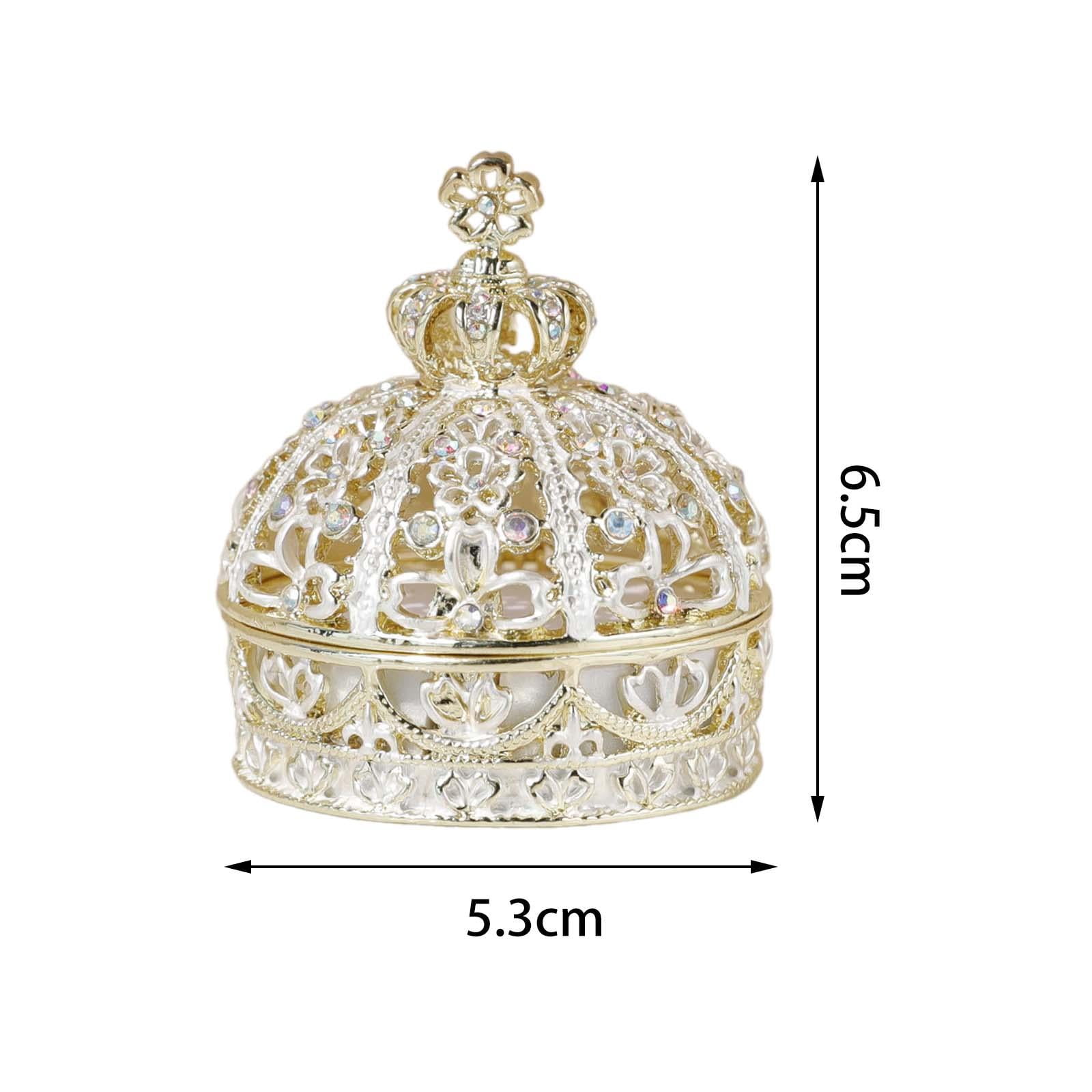 Milageto Crown Jewelry Box Antique Wedding Box for Anniversary Proposal Ceremony Gold