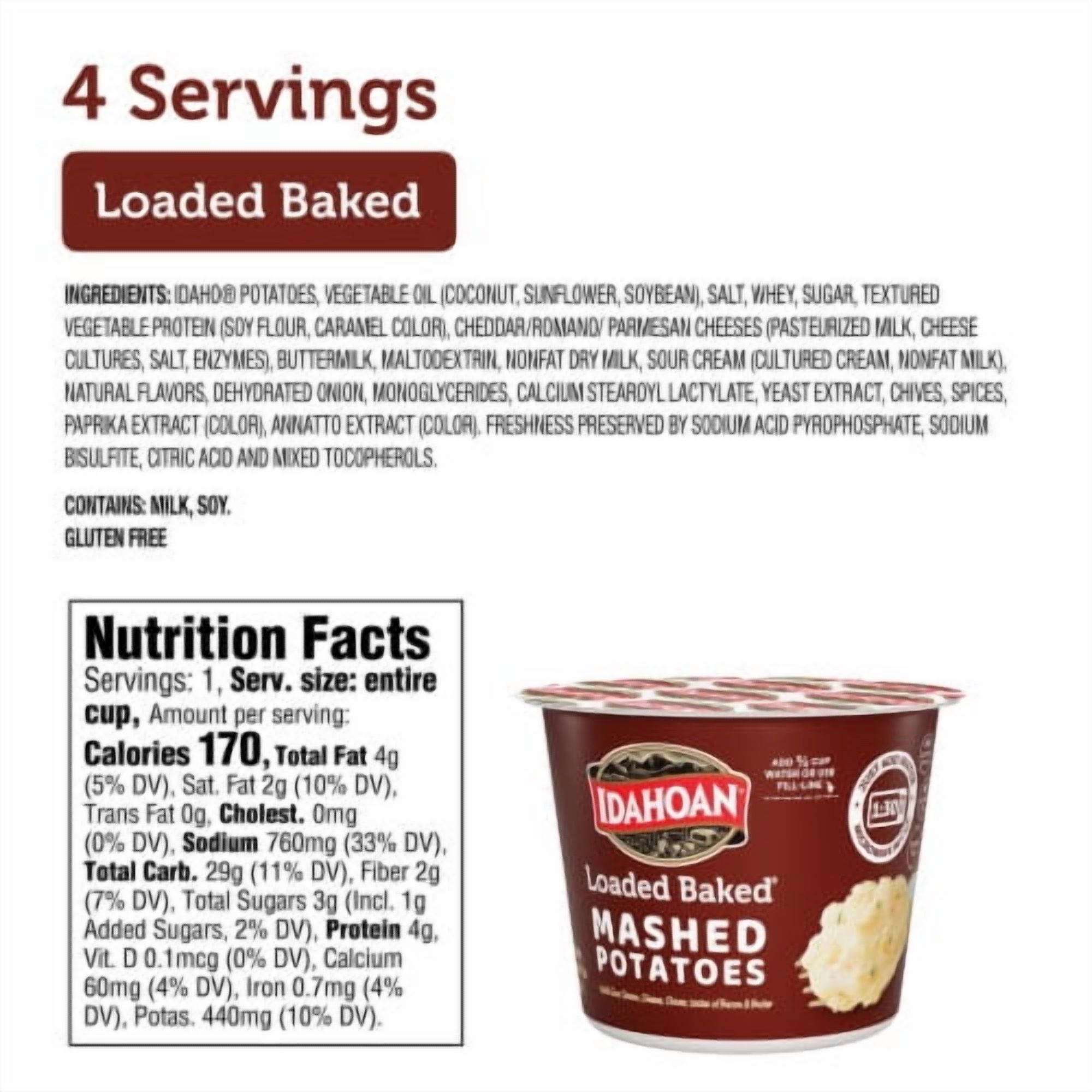 2X-Idahoan Loaded Baked Mashed Potatoes Cups - 1.5 oz - 4 ct