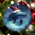 thumbnail image 6 of Whale Is Wearing Christmas Hat Christmas Ceramic Ornament Nature Nautical Ocean Sea Whale Circle Ornament Personalized Christmas Ornaments Holiday Present, 6 of 8