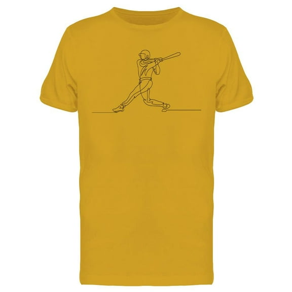 One Line Baseball Player Drawing T-Shirt Men -Image by Shutterstock, Male Medium