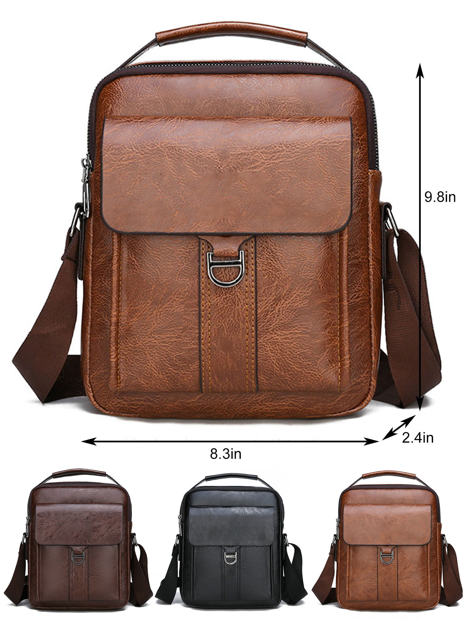 Shoulder Messenger Leather Bag for Men Business Travel Outdoor Crossbody Handbag