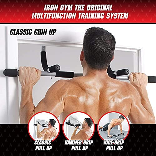 Iron Gym Pull Up Bar Ab Straps Total Upper Body Workout Bar for Doorway Adjustable Width Locking No Screws Portable Door Frame Horizontal Chin up Bar Fitness Exercise Walmart Business