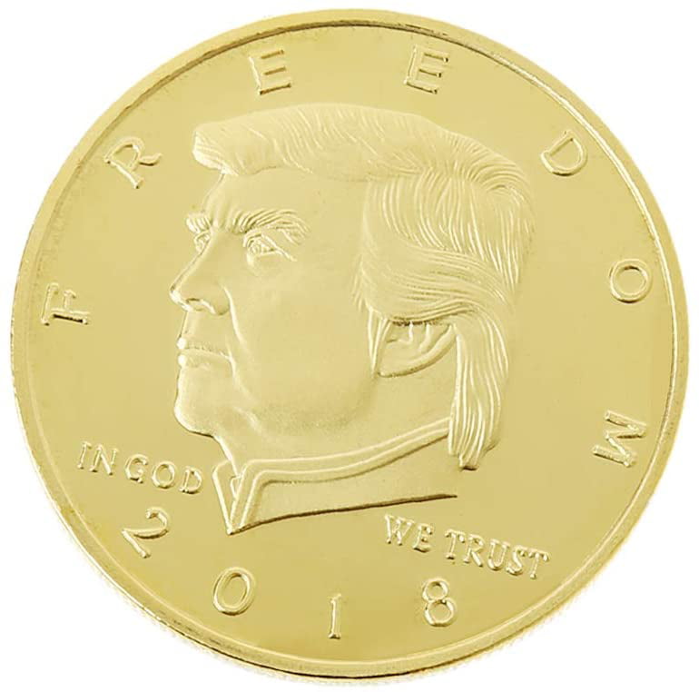 2018 President Donald Trump US Commemorative Coin Double Gun Gold Plated 