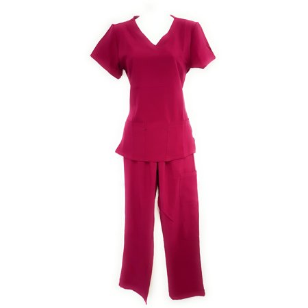 

DSF Women s Four Stretch Scrub Set V-Neck Top Cargo Pants