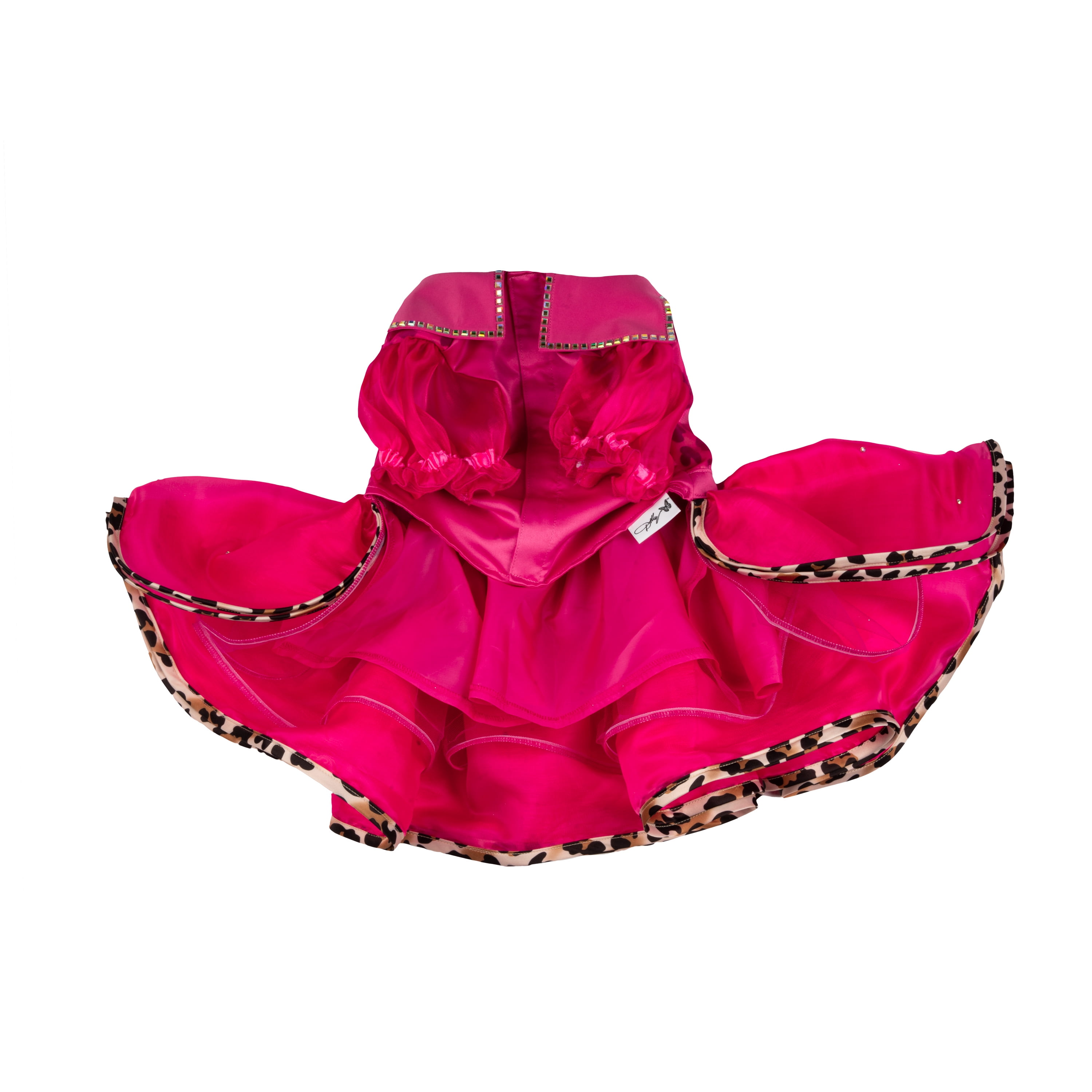 Doggy Parton, Dog and Cat Clothes, Leopard Notched Collar Pet Dress, Pink, XS